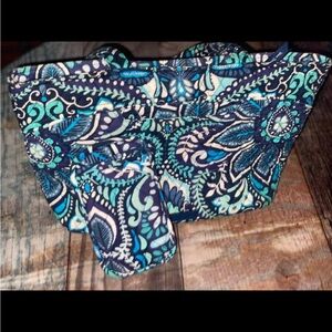VERA BRADLEY Blue Leaves Patterned Tote Bag&Matching eyeglass double holder